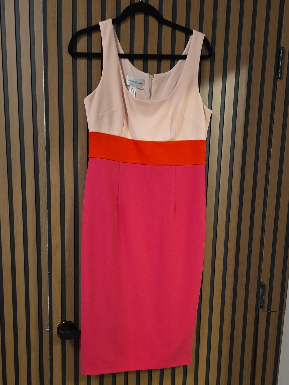 Donna Morgan Colorblock Midi Dress - Pink, Coral & Peach